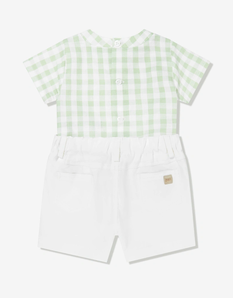 Baby Boys Cotton and Linen Short Set in Green