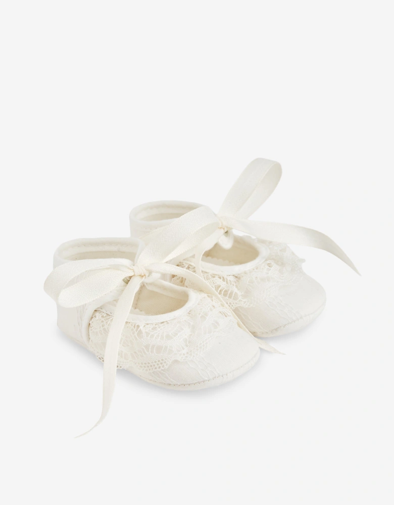 Baby Girls Lace Ruffle Pre-Walker Shoes in Ivory