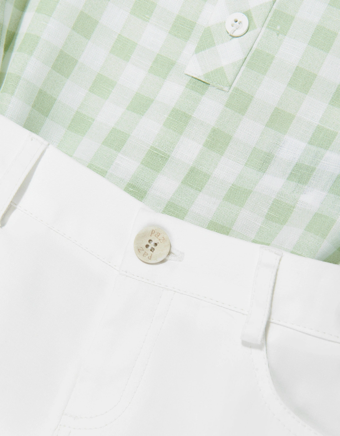 Baby Boys Cotton and Linen Short Set in Green