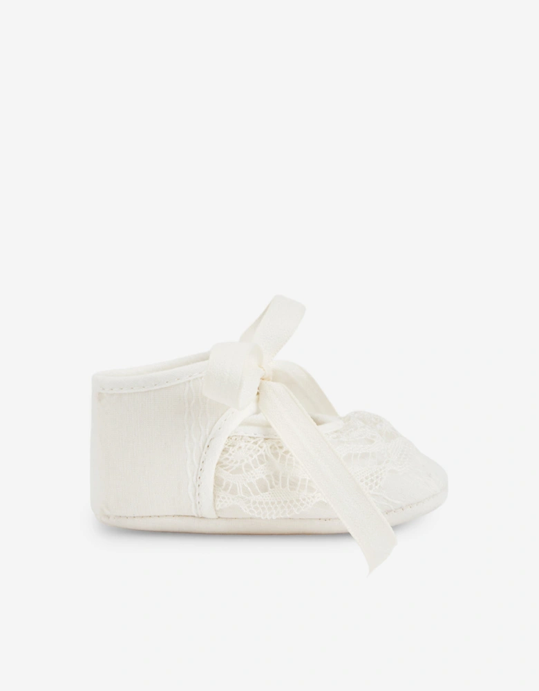 Baby Girls Lace Ruffle Pre-Walker Shoes in Ivory