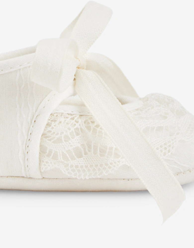 Baby Girls Lace Ruffle Pre-Walker Shoes in Ivory