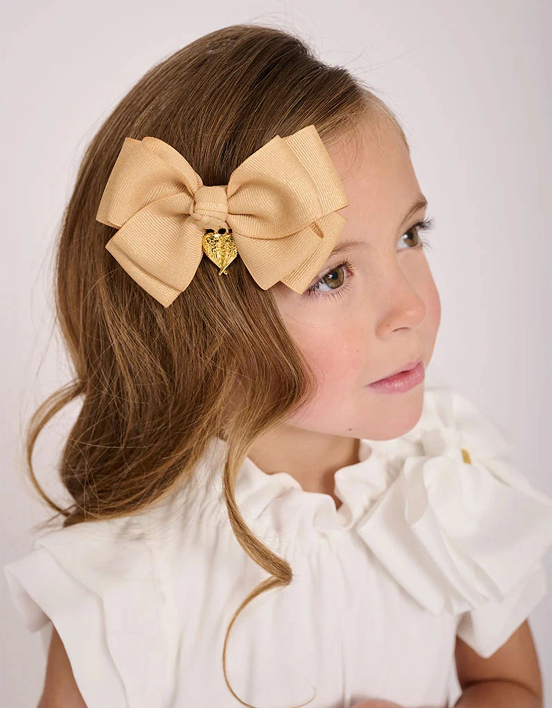 Angels Face Girls Metallic Bog Bow Hair Clip in Gold, 4 of 3