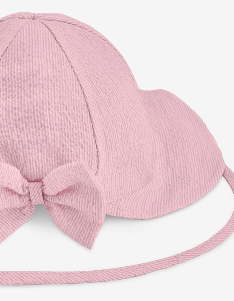 Baby Girls Cotton Hat with Bow in Pink