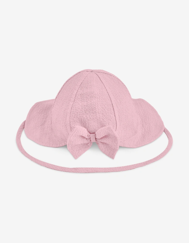 Baby Girls Cotton Hat with Bow in Pink