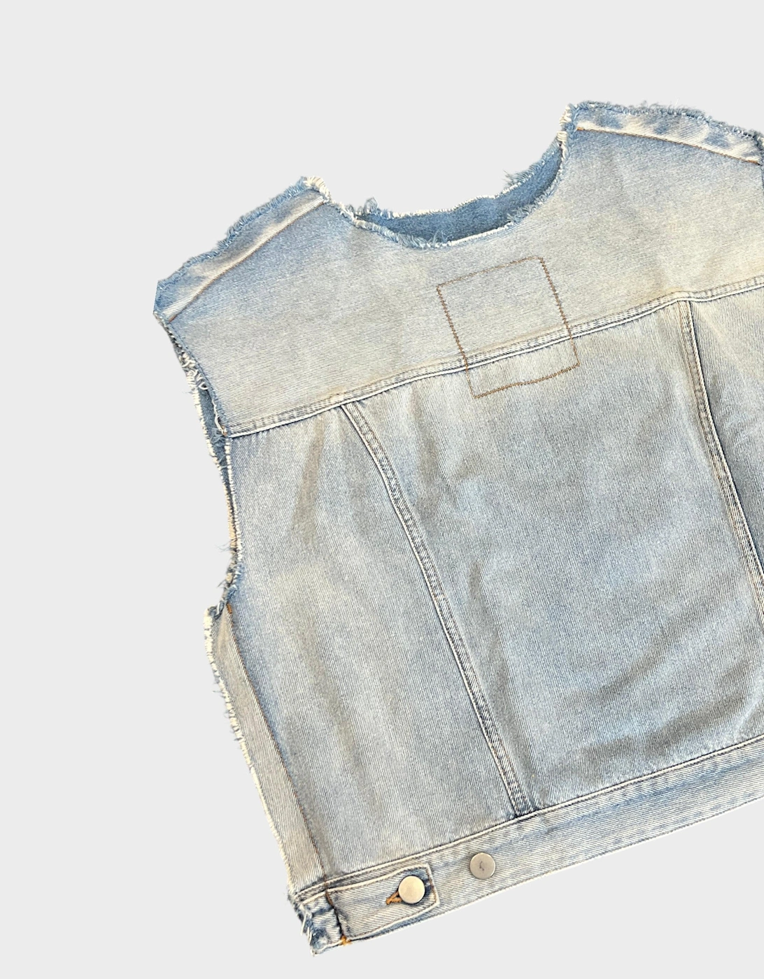 MM6 Sleeveless Frayed Grey Denim Shirt