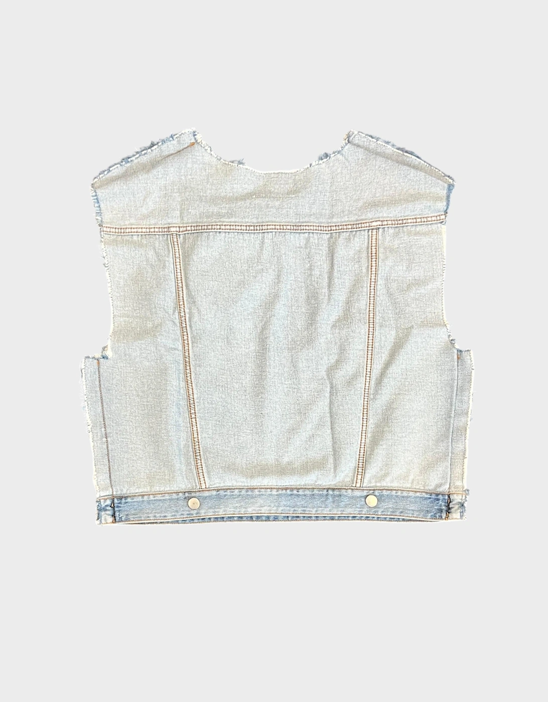 MM6 Sleeveless Frayed Grey Denim Shirt