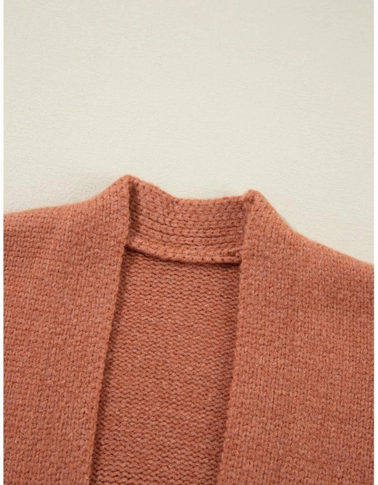 Light French Beige Drop Shoulder Open Front Cropped Cardigan