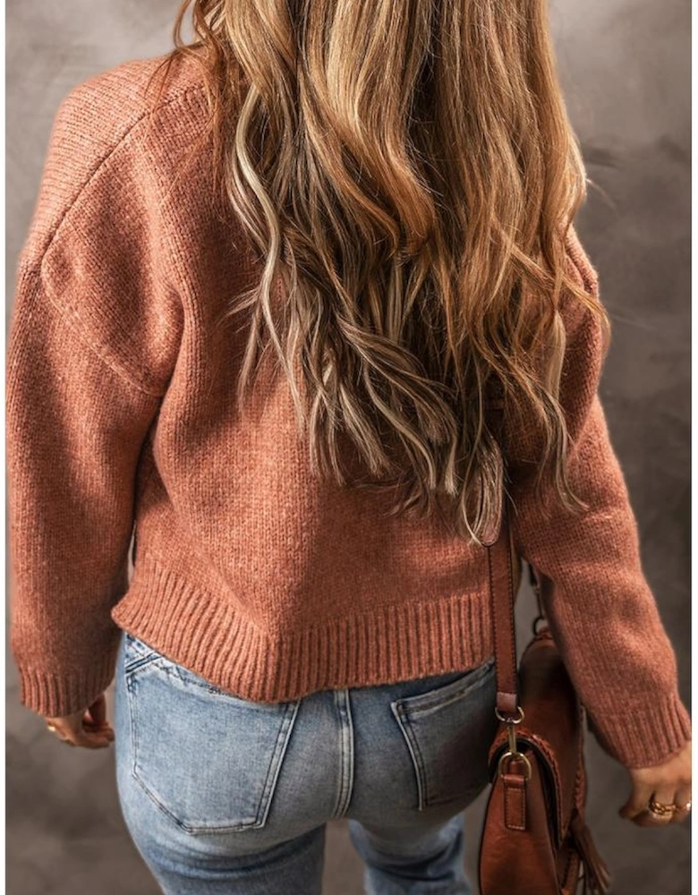 Light French Beige Drop Shoulder Open Front Cropped Cardigan