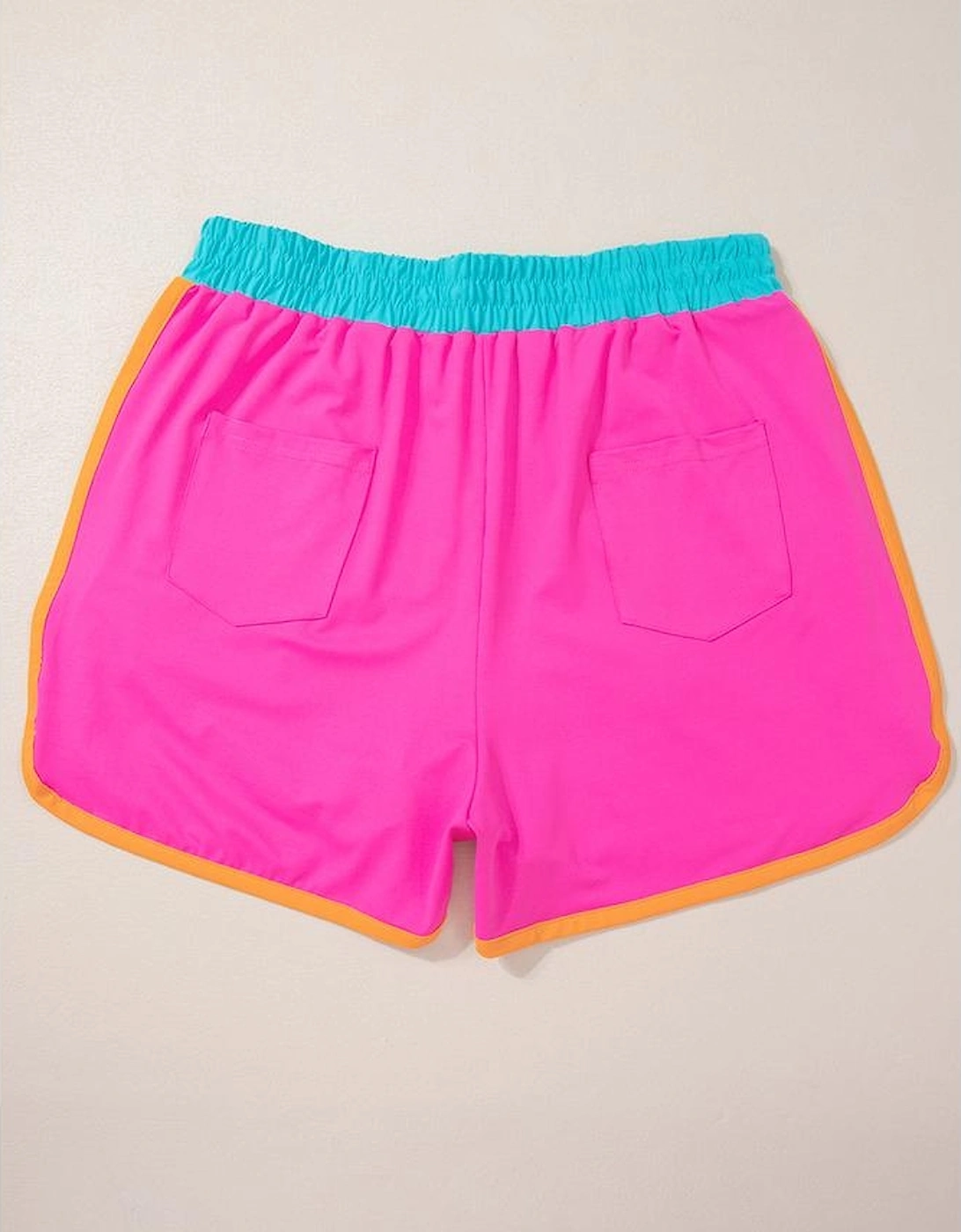 Rose Red Contrast Trim Cap Sleeve Tee Shorts Set