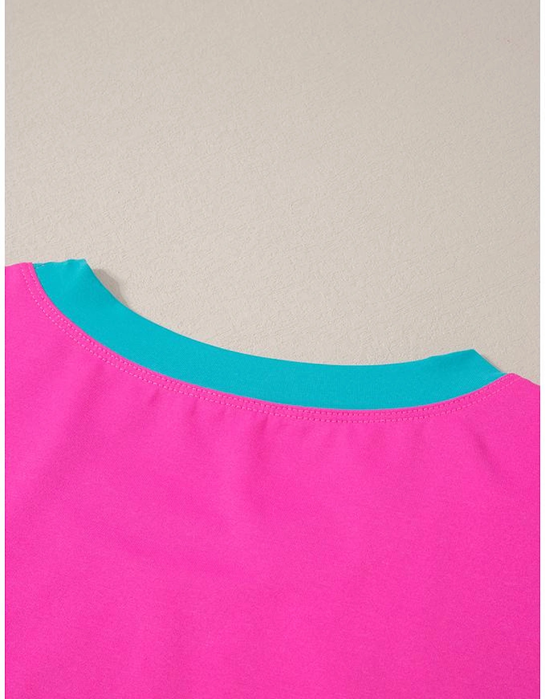 Rose Red Contrast Trim Cap Sleeve Tee Shorts Set