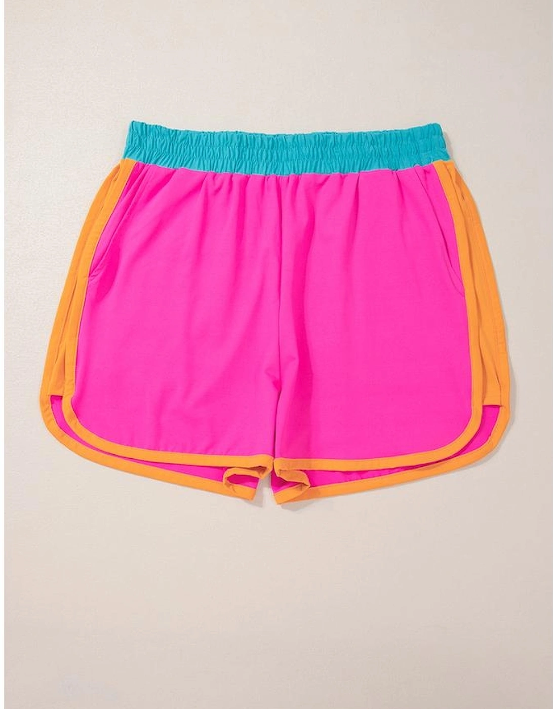 Rose Red Contrast Trim Cap Sleeve Tee Shorts Set