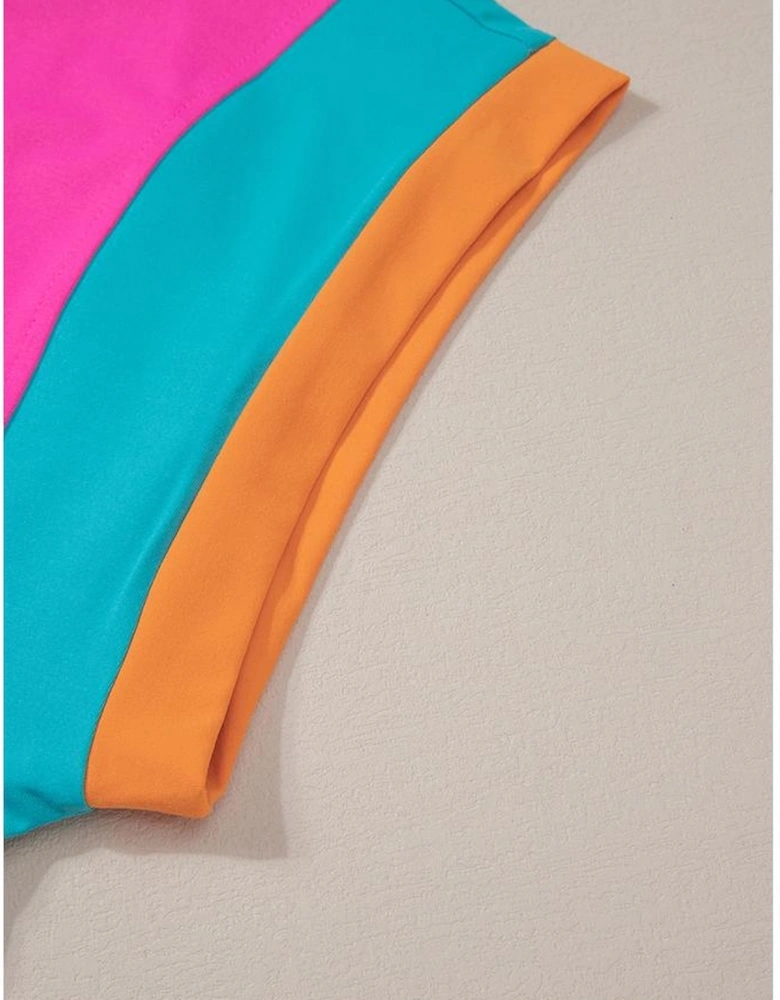 Rose Red Contrast Trim Cap Sleeve Tee Shorts Set