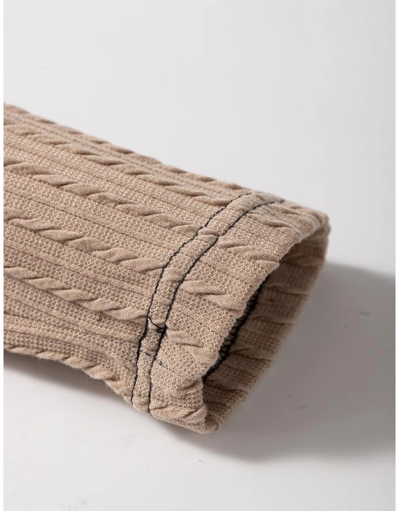 Parchment Textured Colorblock Long Sleeve Quarter Zip Drawstring Hooded Top