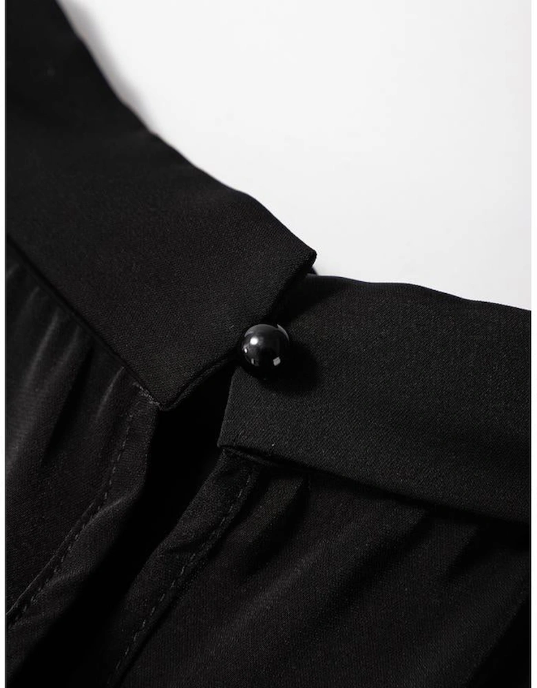 Black Keyhole Neckline Floral Lace Raglan Sleeve Blouse