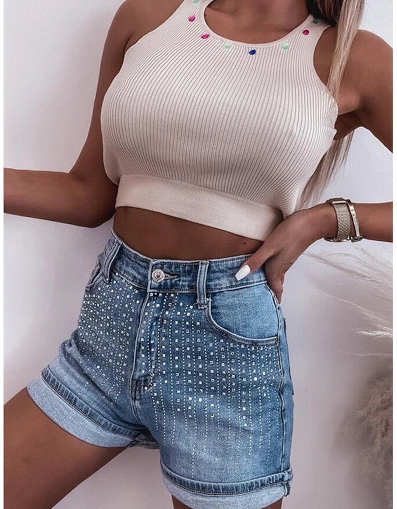 Ashleigh Blue Rhinestone Embellished Denim Shorts