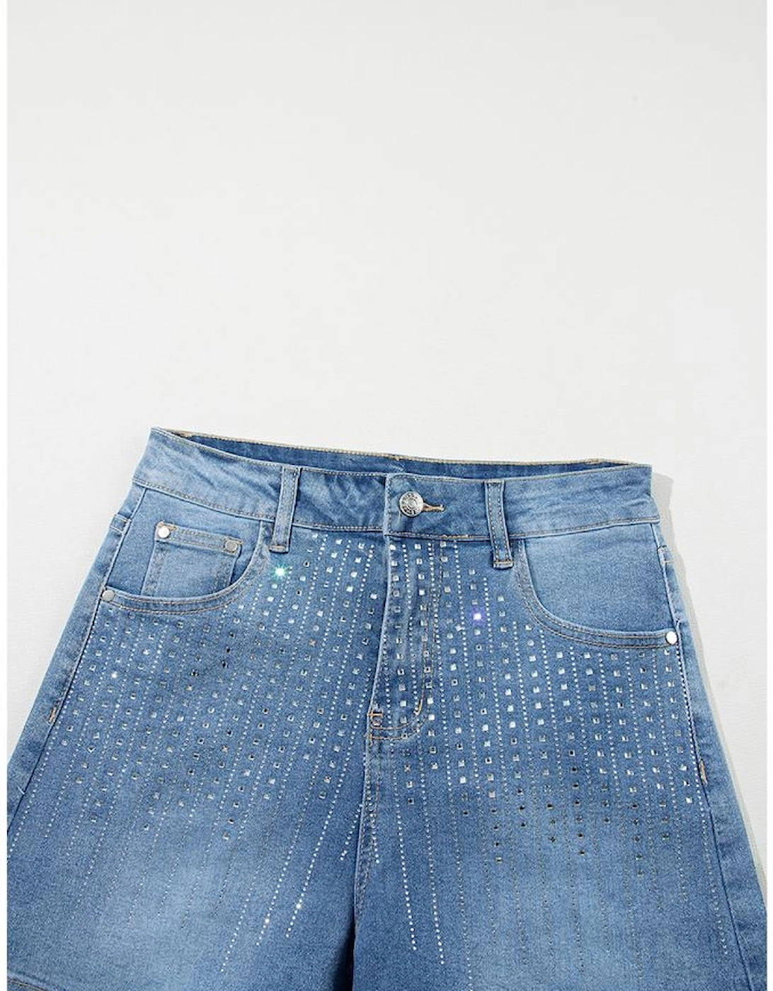 Ashleigh Blue Rhinestone Embellished Denim Shorts