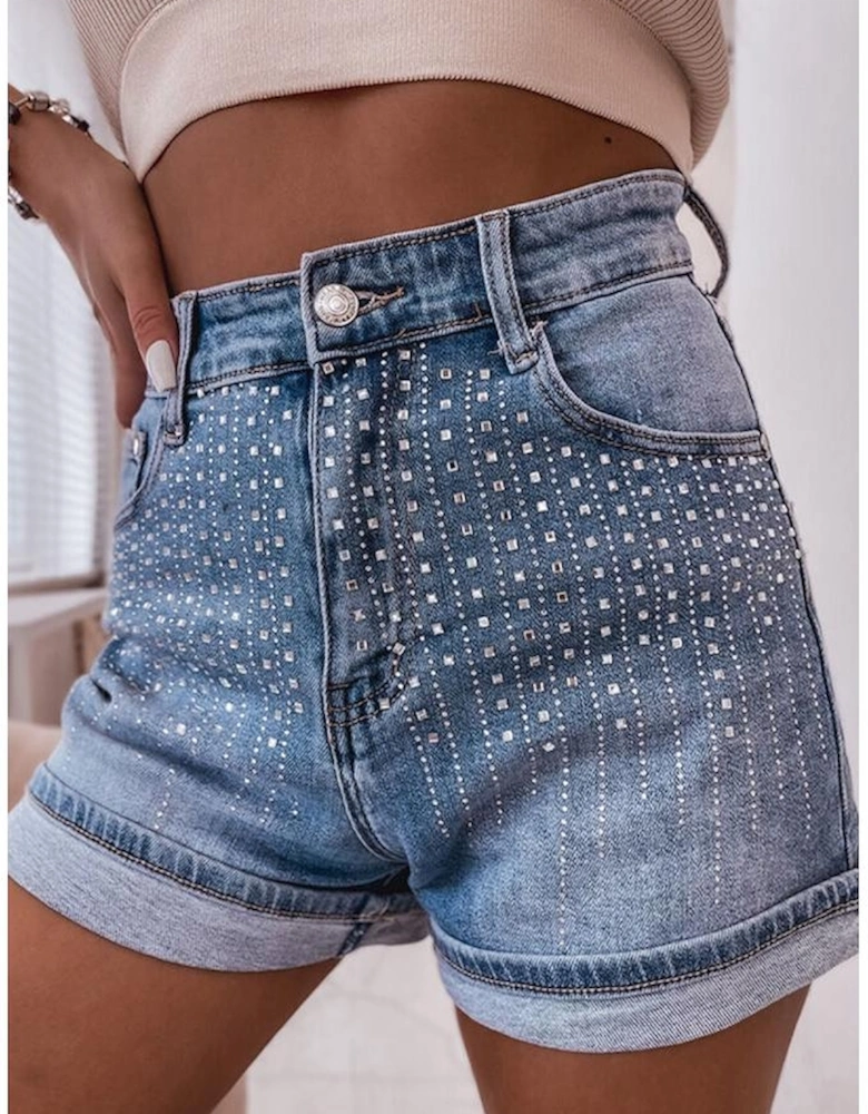 Ashleigh Blue Rhinestone Embellished Denim Shorts