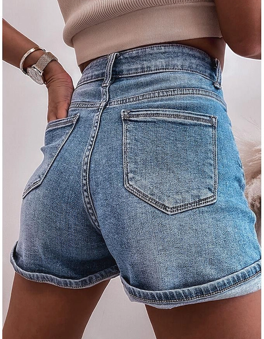 Ashleigh Blue Rhinestone Embellished Denim Shorts