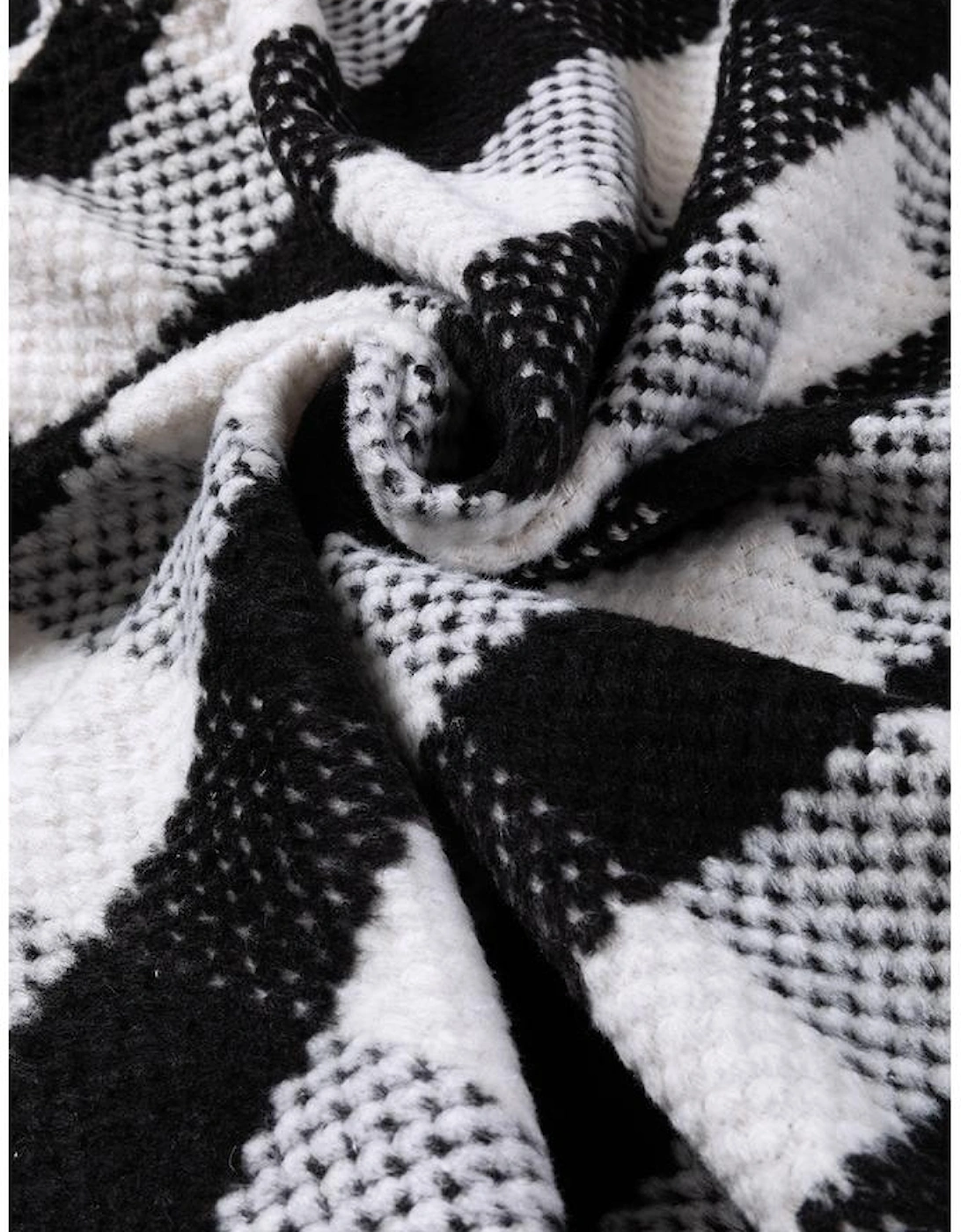 Black Plaid Textured Flap Pocket Shacket