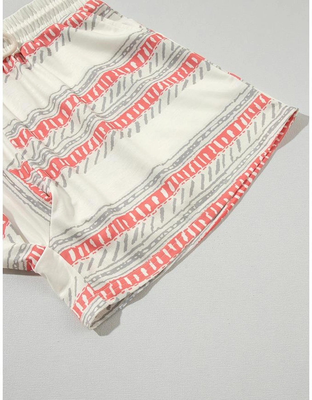 Beige Western Striped Print Casual Tank 2pcs Outfit