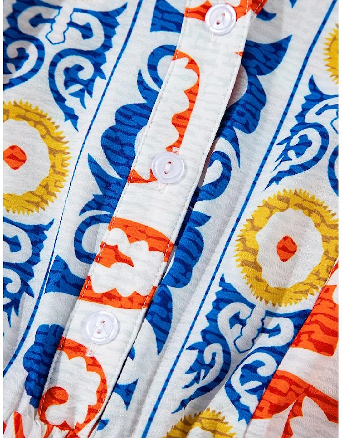 Orange Boho Geometric Printed Long Sleeve Maxi Dress