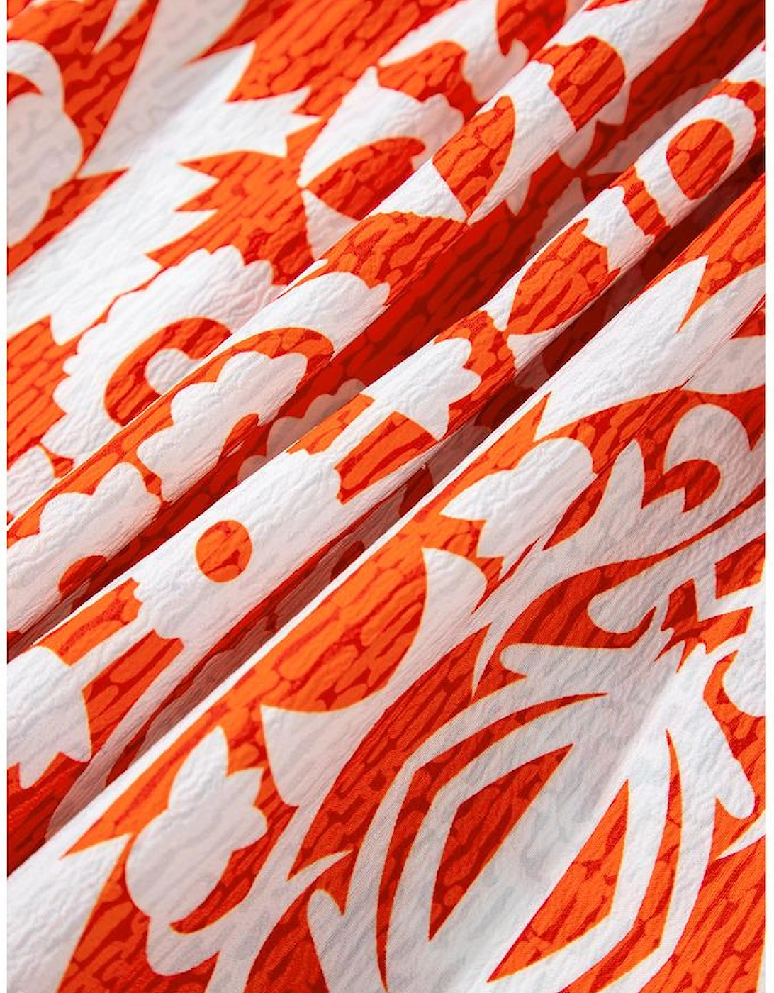 Orange Boho Geometric Printed Long Sleeve Maxi Dress