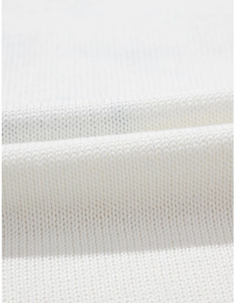 White Colorful Big Flower Pattern Crewneck Sweater