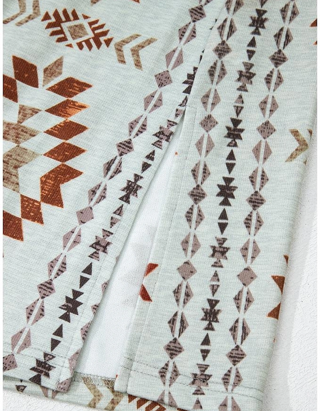 Brown Western Aztec Printed Open Front Long Cardigan