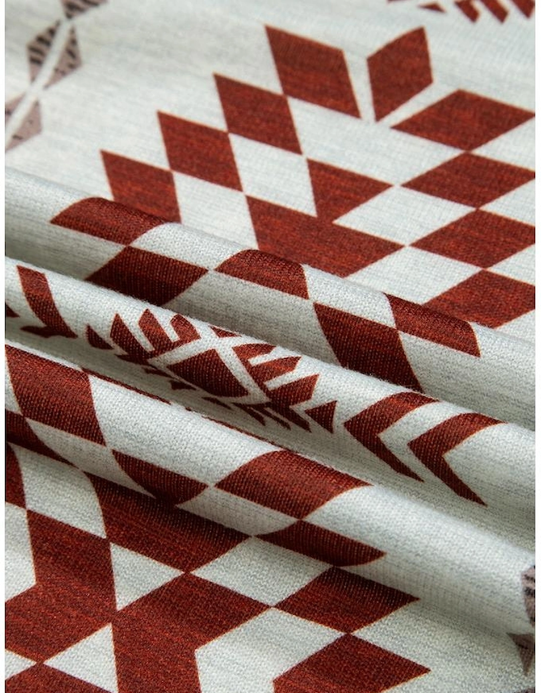 Brown Western Aztec Printed Open Front Long Cardigan