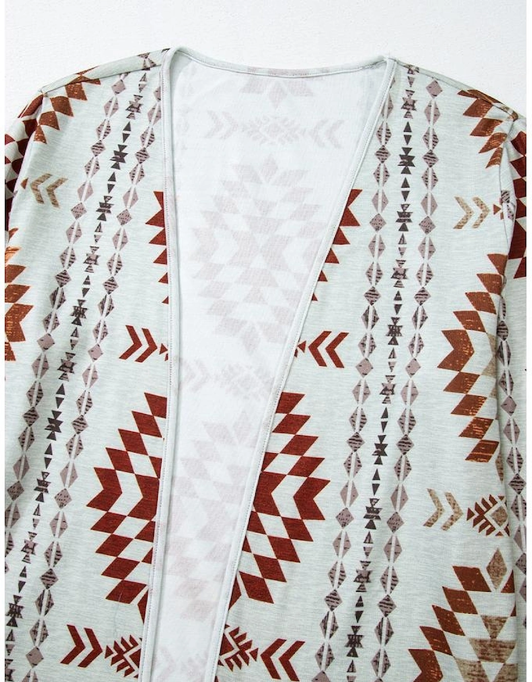Brown Western Aztec Printed Open Front Long Cardigan