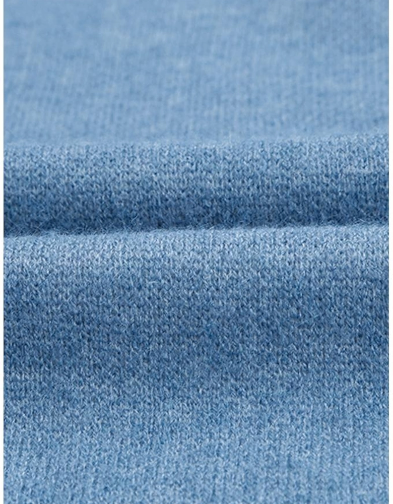 Blue Aztec Print Open Front Knitted Cardigan