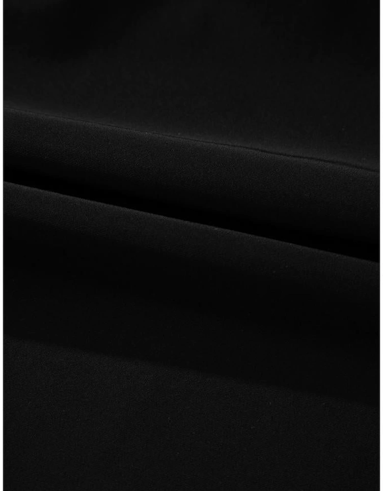 Black Side Tied Waist Square Neck Adjustable Straps A-line One Piece Swim Dress