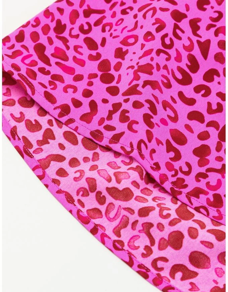 Rose Red Leopard Print Ruffled Trim Tiered Maxi Dress