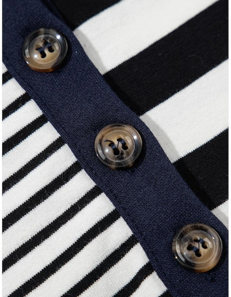 Black Stripe Half Placket Polo T Shirt Dress