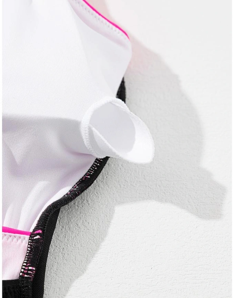 Rose Red Crossover Colorblock Cutout One Piece Swimsuit