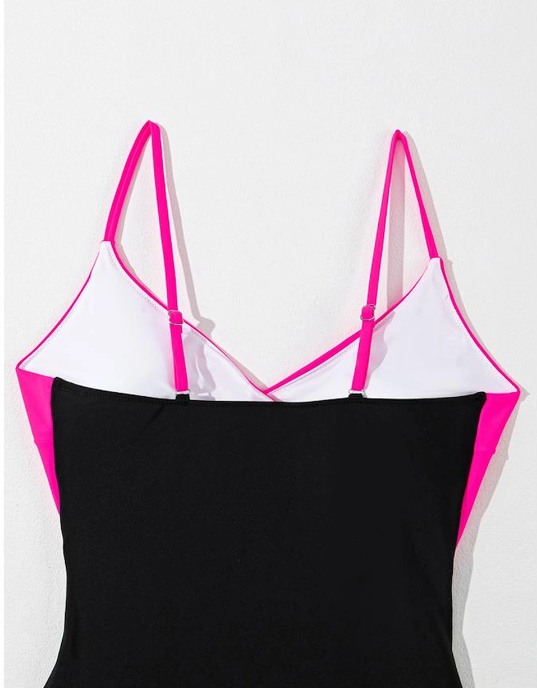 Rose Red Crossover Colorblock Cutout One Piece Swimsuit