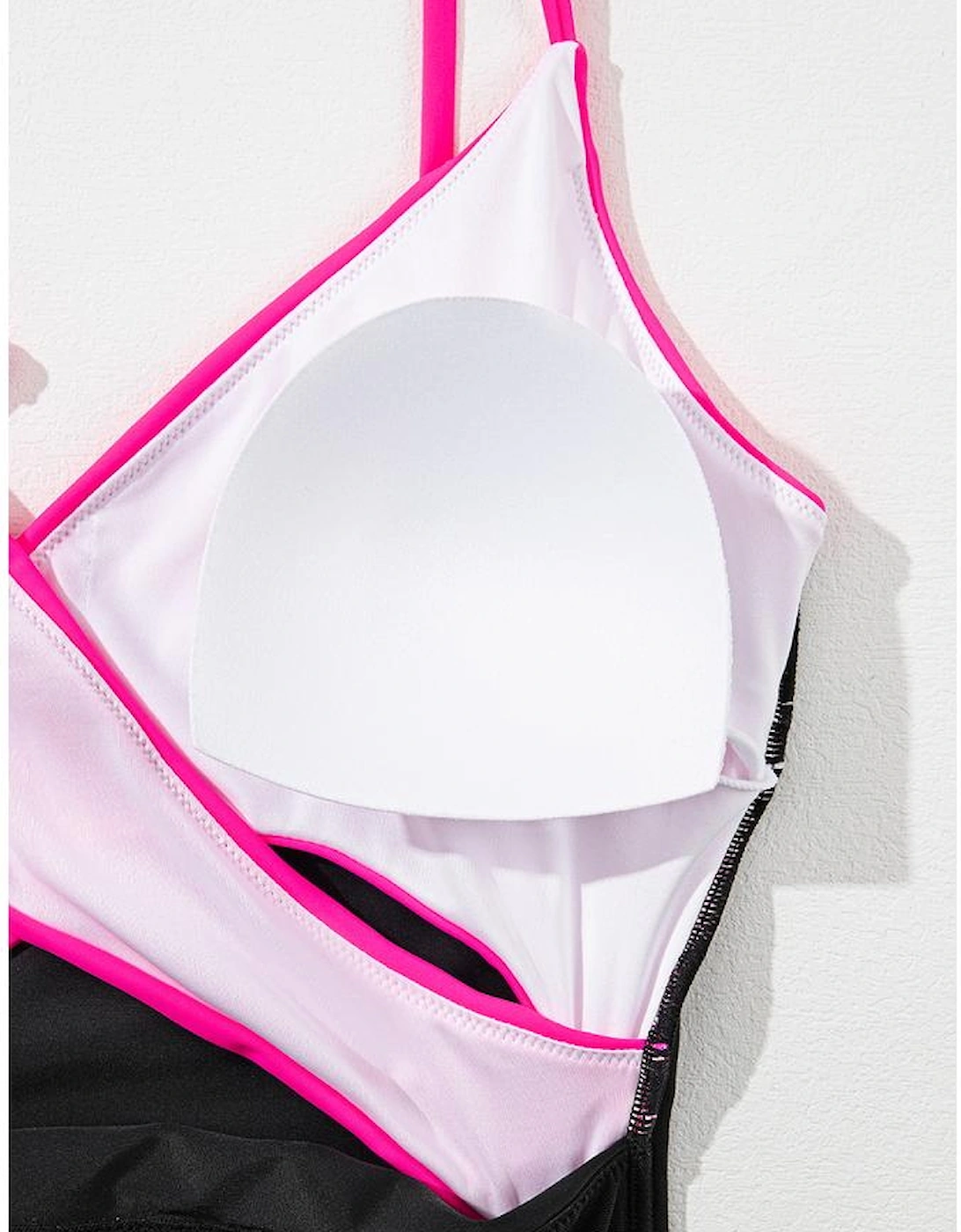 Rose Red Crossover Colorblock Cutout One Piece Swimsuit