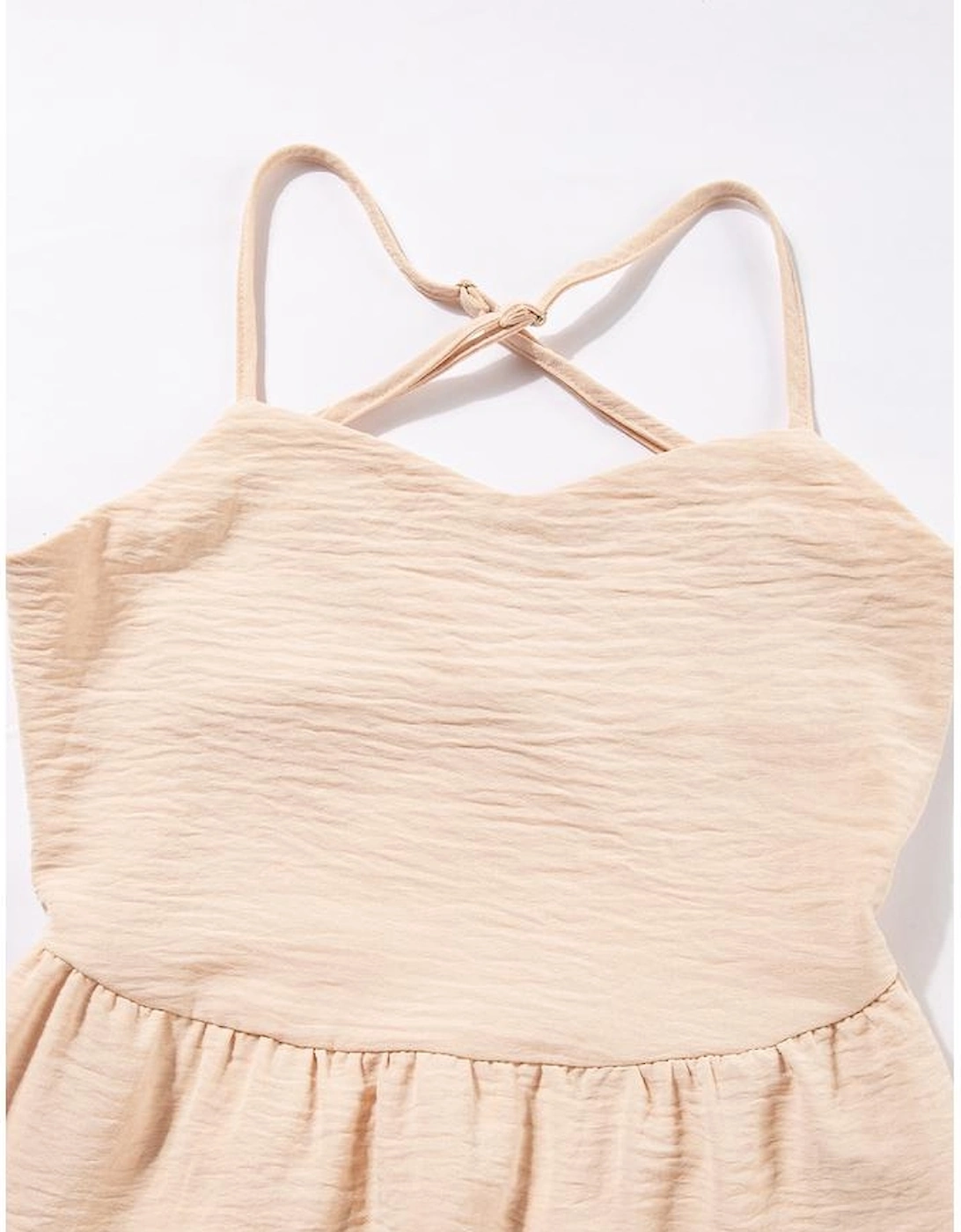 Oatmeal Crossover Backless Bodice Tiered Maxi Dress