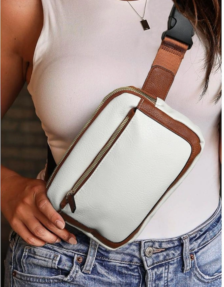 White Adjustable Strap Mini PU Leather Crossbody Bag