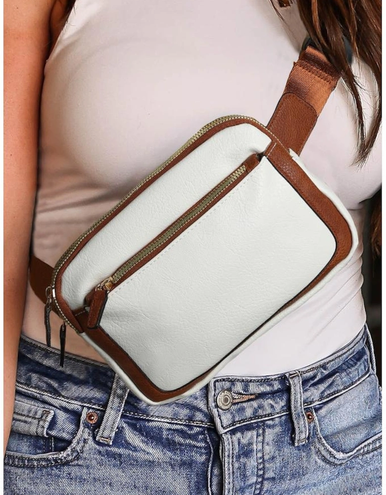 White Adjustable Strap Mini PU Leather Crossbody Bag
