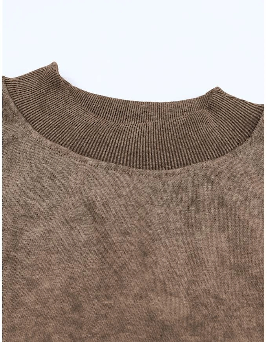 Brown Drop Shoulder Crew Neck Pullover Sweatshirt