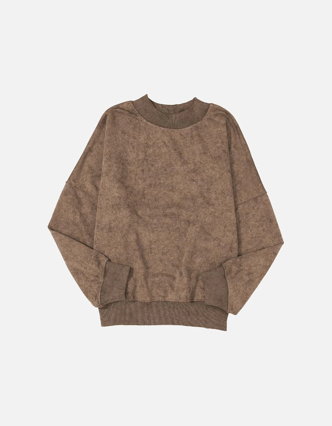 Brown Drop Shoulder Crew Neck Pullover Sweatshirt