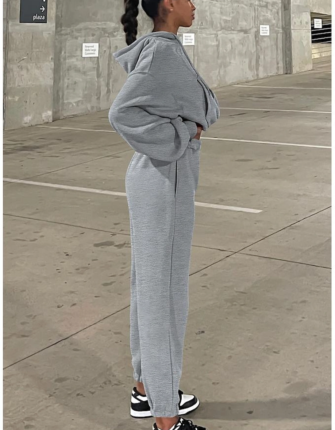 Gray Solid Drop Shoulder Hoodie and Joggers Activewear Set
