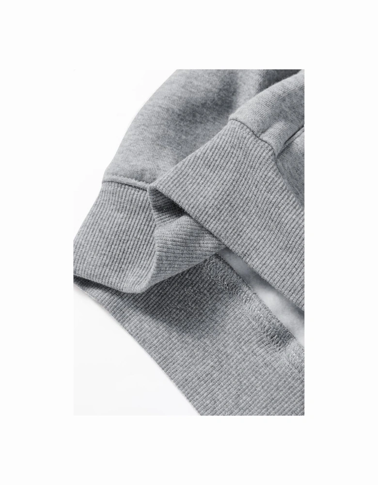 Gray Solid Drop Shoulder Hoodie and Joggers Activewear Set