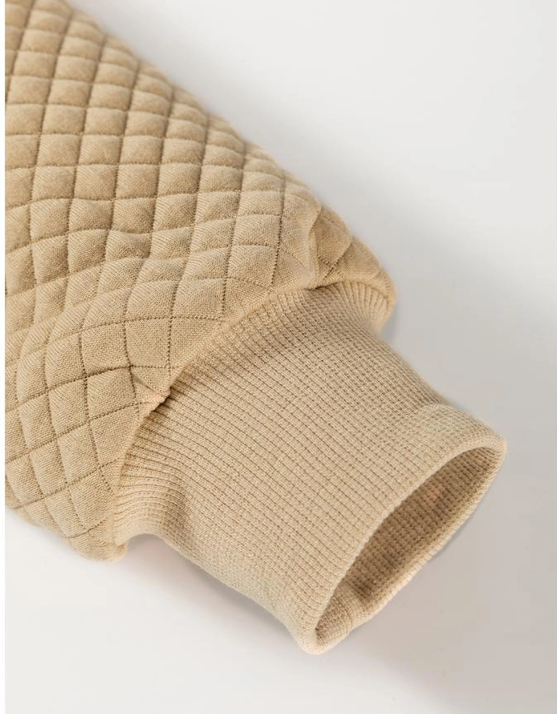 Pale Khaki Solid Geometric Textured Baseball Collar Jacket