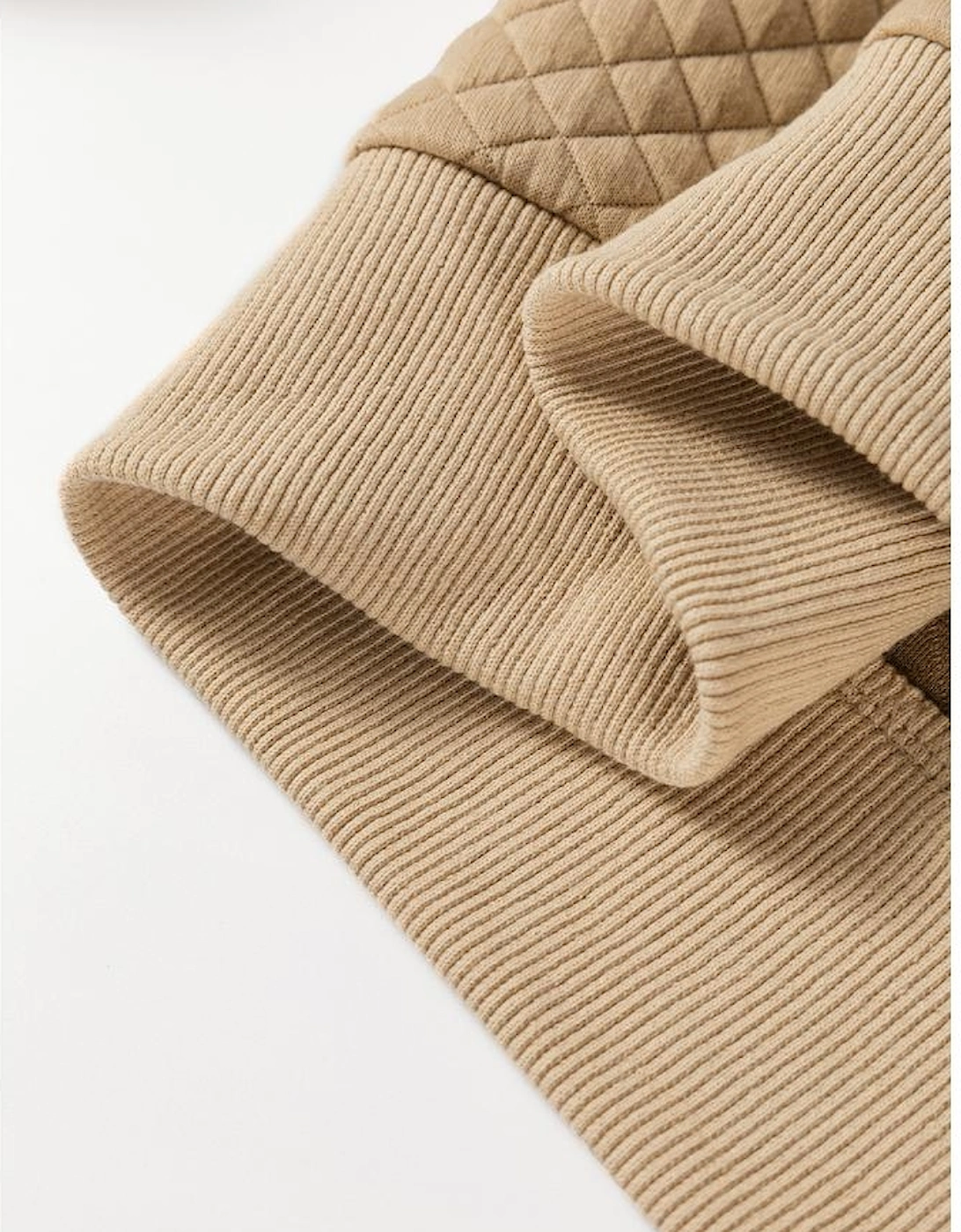 Pale Khaki Solid Geometric Textured Baseball Collar Jacket