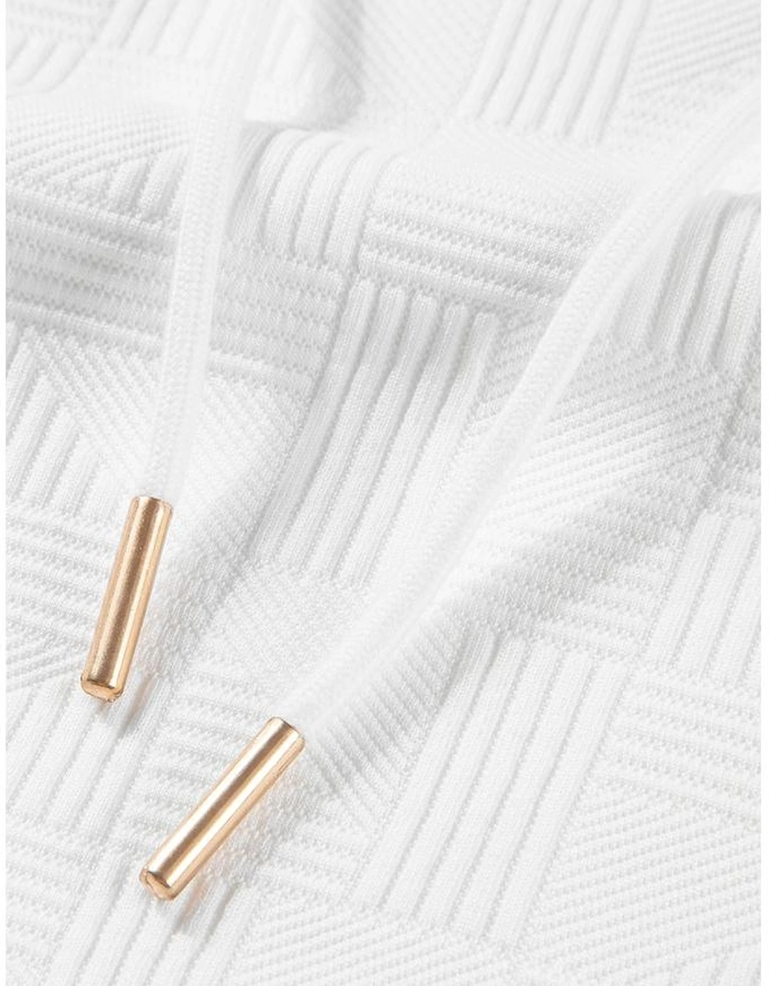 White Textured Cropped Hoodie and Shorts Set