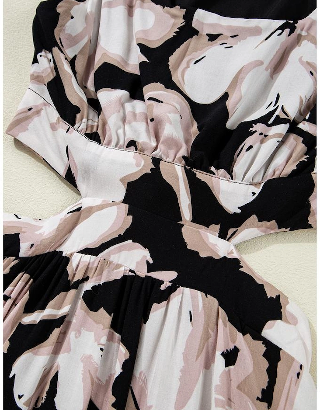 Black Floral Cutout Square Neck Knot Back Sleeveless Maxi Dress