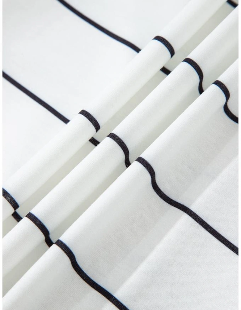 White Zip V Neck Casual Stripe Print Drop Shoulder Long Sleeve Top