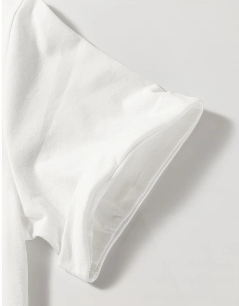 White Colored Light Bowknot Graphic Crewneck T Shirt